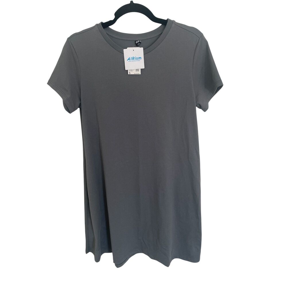 UNIQLO NWT AIRism T Shirt Dress Sz Small Minimalist Neutral Staple - Picture 1 of 8